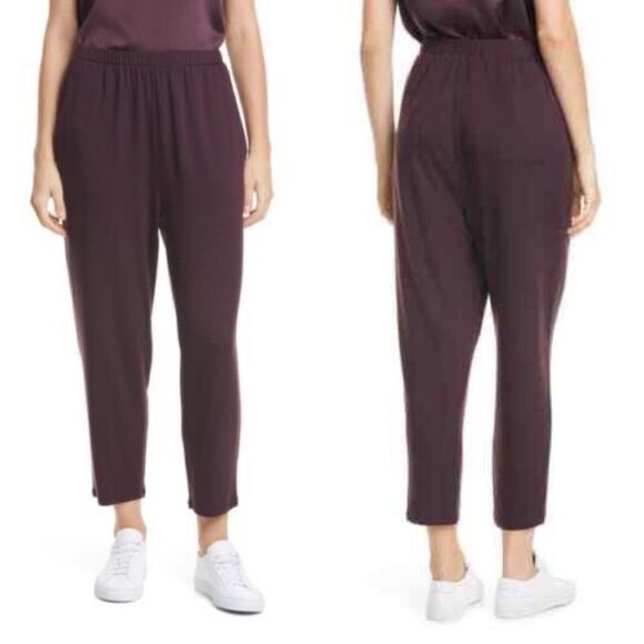 Eileen Fisher Pants - Eileen Fisher Size XXS Fine Tencel Jersey Slouchy Ankle Pants Cassis